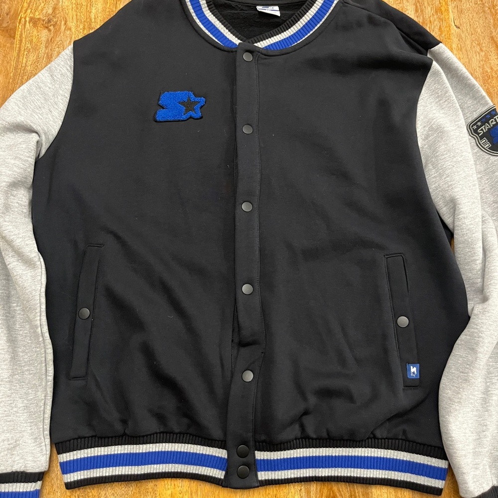 Starter Black and Gray Jacket with Blue Highlights MEN XXL